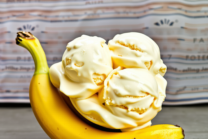 Bolas de helado de banana casero sobre un plátano entero