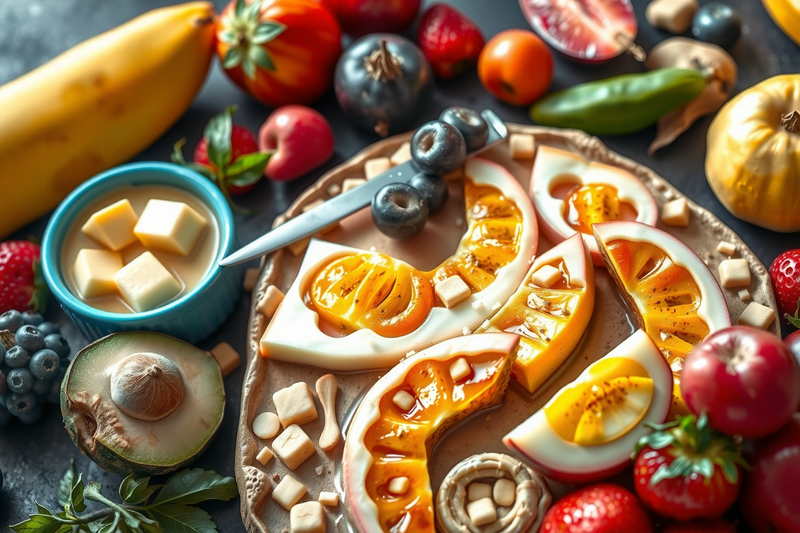 meriendas saludables para adelgazar con frutas frescas sobre mesa de madera