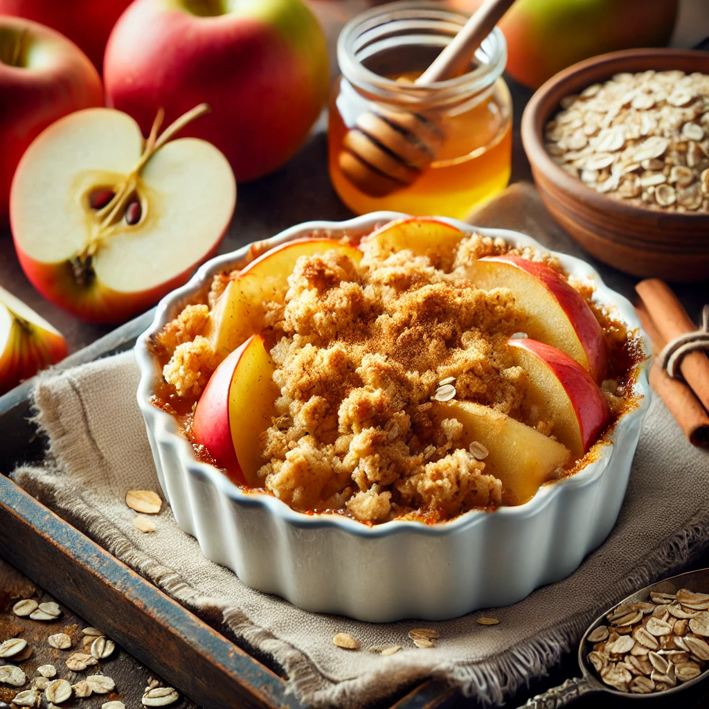 Postres saludables: molde con manzanas troceadas con semillas y miel de abeja
