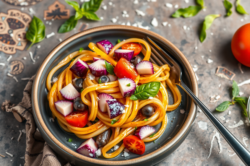 zoodles: fideos de calabacín acompañados de verduras frescas
